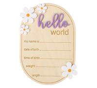 lasuroa Wooden Newborn Announcement Sign, Hello World Newborn Sign Welcome Baby Name Plaque for Nursery Hospital Photo Prop Home Decoration