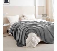 LaSyL Fleece Blanket Queen 90"x90" Grey - 300GSM Soft Cozy Plush Fuzzy Flannel Bed Blanket - Lightweight Anti-Static Microfiber Blanket for Couch, Bed, Sofa