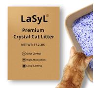 LaSyL Premium Crystal Cat Litter - 17.2 lb, Four Months Lasting - Superior Odor Control & Absorption, Non-Clumping, Low Tracking Silica Gel Safe for Pet, White & Blue (4 Bags of 4.3 lb)