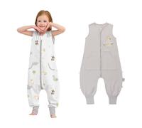 LAT 2 Pack Baby Sleeping Bag with Legs,Summer Sleeping Bag with feet 0.5 TOG,Toddler Cotton Sleep Sacks,for Baby Boys Girls,Baby Wearable Blanket with Zipper(M(1-2T),Yellow Giraffe)