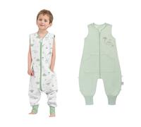 LAT 2 Pack Baby Sleeping Bag with Legs,Summer Sleeping Bag with feet 0.5 TOG,Toddler Cotton Sleep Sacks,for Baby Boys Girls,Baby Wearable Blanket with Zipper(L(2-4T),Green Dinosaur)