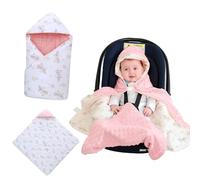 LAT Baby Car Seat Blanket,Universal Newborn Swaddling Blanket, Boy Girl Hooded Cosy Toes,Three-layer thickening Cotton Warm Baby Wrap for Pushchair, Pram, Crib, 90 x 90 cm (Hat Rabbit)
