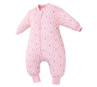 LAT Baby Sleeping Bag with Feet 2.5 TOG Winter Warm Toddler Sleeping Bag with Legs Long Sleeves Removable Baby Sleep Sack 100% Cotton Wearable Blanket for Girls Boys (Pink, M (12-24 Months))