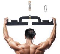 LAT Pull Down Bar with 6 Ergonomic Handles, LAT Pulldown Attachments for Home Gym, Cable Machine Attachment for Men and Women (BLACK)