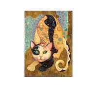 LATAFA Gustav Klimt Posters Cats Wall Art And Prints Gustav Klimt Cute Pet Cat Graffiti Canvas Painting Gustav Klimt Pictures Home Decor 40x60cm No Frame