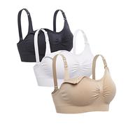 Lataly Womens Seamless Nursing Bra Sleeping Maternity Bralette for Breastfeeding, 3ps/Blbewh, Large 36D 36DD 38C/D 38DD 40B/C/D