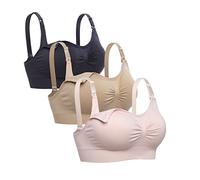Lataly Womens Seamless Nursing Bra Sleeping Maternity Bralette for Breastfeeding, 3ps/Blbpink, Small 30B/C 32A 32B 34B 32C