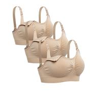 Lataly Womens Seamless Nursing Bra Sleeping Maternity Bralette for Breastfeeding - Beige - Medium 32D 34C/D/DD 36B 36C 38B
