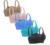 Lataly Womens Sleeping Nursing Bra Wirefree Breastfeeding Maternity Bralette, 5pack2, M