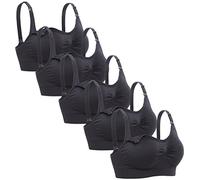 Lataly Womens Sleeping Nursing Bra Wirefree Breastfeeding Maternity Bralette Pack of 5, 5pcak Black, M