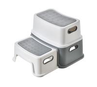 Latawon 2 Step Stool for Kids,Anti-Slip Sturdy Toddler Bathroom,Toddler Potty Training, with Numbers/ABC and Handles,Double Plastic Bathroom, Kitchen, Toilet(Grey)