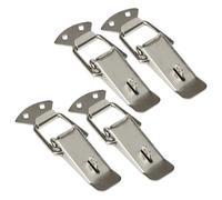 Latch Catch Lock Hasp for Cabinets, Boxes & Tool Storage - Iron Nickel Plated, Weather-Resistant Toggle Clamp, 4-Pack Silver