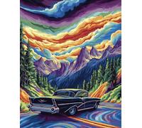 Latch Hook Craft Kits,Cars on The Road,Doormat Carpet Making Kits,Interlocking Hook Rug Gift Packing DIY for Teenager/Adults with Printed Canvas,90x120cm