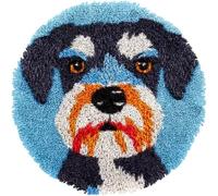 Latch Hook Craft Kits,Cute Cute Miniature Schnauzer Dog,Doormat Carpet Making Kits,Interlocking Hook Rug Gift Packing DIY for Teenager/Adults with Printed Canvas,50x50cm