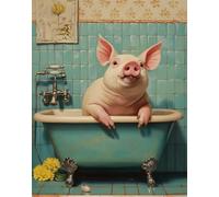 Latch Hook Craft Kits Retro Pig Animal Cross Stitch Knotted Rug,Diy Crochet Tapestry For Beginners，Adult And Teenager Embroidery Set Latch Hook Kits Rugs 35x46in