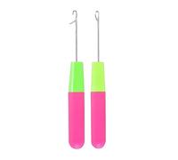 Latch Hook Crochet Needle, 2Pcs Latch Hook Tool,Big Crochet Needle 5.0mm(0.2inch),Small Crochet Needle3.8 mm(0.15inch) (Green+Pink)