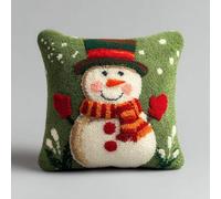 Latch Hook Cushion Kit Cute Colorful Snowman with Pre-Printed Cushion Cover DIY Pillowcase Crochet Yarn Hooking Craft Set for Hobby and Home Decor 43x43cm-5