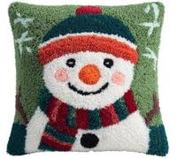Latch Hook Cushion Kit Cute Colorful Snowman with Pre-Printed Cushion Cover DIY Pillowcase Crochet Yarn Hooking Craft Set for Hobby and Home Decor 43x43cm-7