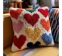 Latch Hook Cushion Kit DIY Canvas Pillow Cover Craft Kit,Heart Pattern