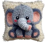 Latch Hook Cushion Kit For Adults,Cute Elephant Diy Rug Hooking Pillo
