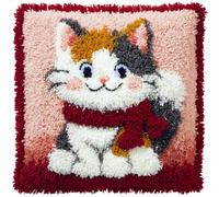 Latch Hook Cushion Kits Fantasy Animal Cat DIY Tapestry Throw Pillow Cover Needlepoint Cushion Kits for Home Décor Needlework Kit for Beginners 43x43cm
