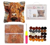 Latch Hook Cushion Kits for Adults 17x17 Inch 3D DIY Pre-Printed Canvas Latch Hook Kit with Acrylic Yarn & Crochet Hooks Handmade Throw Pillow Cover Embroidery Craft for Beginners, Home Sofa Decor