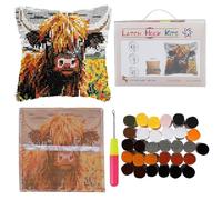 Latch Hook Cushion Kits for Adults 17x17 Inch 3D DIY Pre-Printed Canvas Latch Hook Kit with Acrylic Yarn & Crochet Hooks Handmade Throw Pillow Cover Embroidery Craft for Beginners, Home Sofa Decor
