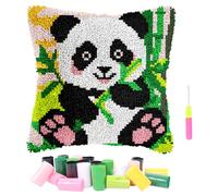 Latch Hook Cushion Kits for Adults Beginners, Cute Animals Latch Hook Pillow Case Kits with Yarn, 17X17Inch Pre-Printed Latchs Hooks Rug Kit, Embroidery Cushion Rug Making Kit for Home Sofa Decor