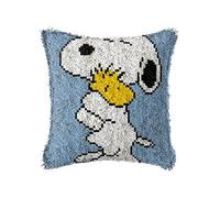 Latch Hook Cushion Kits for Adults, Latch Hook Pillow Case Kits Embroidery Kits 17X17Inch, DIY Needlework Pillow Cover Sofa Cushion Rug Making Kits, DIY Craft Kits 43x43 cm - Pillowcase B002