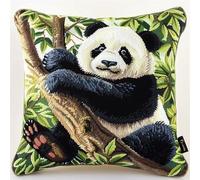 Latch Hook Cushion Kits Panda Latch Hook Pillow Kits for Adults 43X43cm with Preprinted Pattern Needlework Embroidery Set DIY Handmade Crochet Craft Kit for Sofa Home Decor