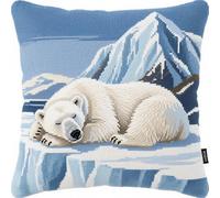 Latch Hook Cushions Kits Animal Polar Bear Pillow Case Rug Cover Adults DIY Needlework Embroidery Kits Handmade Hook Set Craft Home Decoration 43x43cm