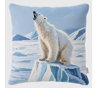Latch Hook Cushions Kits Animal Polar Bear Pillow Case Rug Cover DIY Needlework Embroidery Kits Handmade Hook Set Craft Sofa Home Decoration 43x43cm