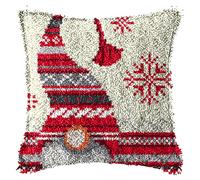 Latch Hook Kit DIY Crochet Yarn Kits Embroidery Kits Unfinished Cushion Cover Pillowcase Sewing Making Kits for Beginners Adults Kids Christmas Home Decoration 43Cmx43cm