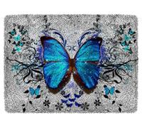Latch Hook Kit for Adults & Kids-Blue Butterfly Pattern 50x38cm, Complete DIY Rug Making Craft Kits with Yarn & Canvas and Crochet Needle, Latch Hook Rug Adult Craft Kits for Women, Home Art Project