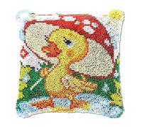 Latch Hook Kit for Adults & Kids, Complete DIY Cushion Making Craft Kits with Yarn & Canvas and Crochet Needle, Latch Hook Pillow Cover Adult Craft Kits for Women - Mushroom and Duck 43x43cm
