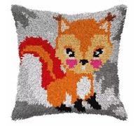 Latch Hook Kit for Adults & Kids, Complete DIY Cushion Making Craft Kits with Yarn & Canvas and Crochet Needle, Latch Hook Pillow Cover Adult Craft Kits for Women - The blushing little fox 43x43cm