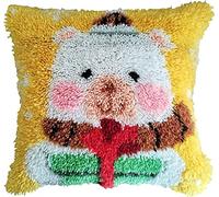 Latch Hook Kit for Adults & Kids, Complete DIY Cushion Making Craft Kits with Yarn & Canvas and Crochet Needle, Latch Hook Pillow Cover Adult Craft Kits for Women - Cartoon White Bear 43x43cm