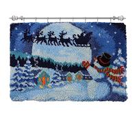 Latch Hook Kit for Adults & Kids Complete DIY Rug Making Craft Kits with Yarn & Canvas and Crochet Needle, Adult Craft Kits for Women, Relaxing Home Art Project - Snowman Wearing Scarf 50x38cm