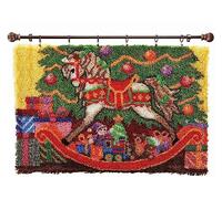 Latch Hook Kit for Adults & Kids Complete DIY Rug Making Craft Kits with Yarn & Canvas and Crochet Needle, Adult Craft Kits for Women, Relaxing Home Art Project - Christmas Trojan Horse 50x38cm