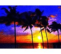 Latch Hook Kit for Adults & Kids, Complete DIY Rug Making Craft Kits with Yarn & Canvas and Crochet Needle, Adult Craft Kits for Women, Relaxing Home Art Project, Sunset By Seaside Pattern 60x40cm