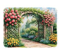 Latch Hook Kit for Adults & Kids, Complete DIY Rug Making Craft Kits with Yarn & Canvas and Crochet Needle, Adult Craft Kits for Women, Relaxing Home Art Project, Flower Arch Pattern 50x38cm