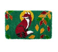 Latch Hook Kit for Adults & Kids Complete DIY Rug Making Craft Kits with Yarn & Canvas and Crochet Needle, Adult Craft Kits for Women, Relaxing Home Art Project - Red Fox Under The Moon 50x38cm