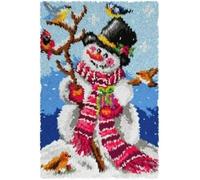 Latch Hook Kit for Adults & Kids Complete DIY Rug Making Craft Kits with Yarn & Canvas and Crochet Needle, Adult Craft Kits for Women, Relaxing Home Art Project - The Snowman and The Bird 50x38cm