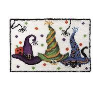 Latch Hook Kit for Adults & Kids, Complete DIY Rug Making Craft Kits with Yarn & Canvas and Crochet Needle, Adult Craft Kits for Women, Relaxing Home Art Project, Halloween Magic Hat Pattern 50x38cm
