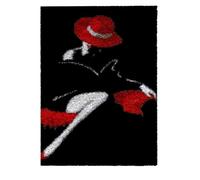 Latch Hook Kit for Adults & Kids Complete DIY Rug Making Craft Kits with Yarn & Canvas and Crochet Needle, Adult Craft Kits for Women Relaxing Home Art Project - Lady In The Red Hat 50x38CM