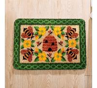 Latch Hook Kit for Adults & Kids - Flowers and Bees Pattern 60x40cm, Complete DIY Rug Making Craft Kits with Yarn & Canvas and Crochet Needle, Adult Craft Kits for Women, Relaxing Home Art Project