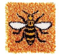Latch Hook Kit for Adults & Kids Queen Bee Pattern 43x43cm, Complete DIY Cushion Making Craft Kits with Yarn & Canvas and Crochet Needle, Latch Hook Pillow Cover Adult Craft Kits Home Decor for Women
