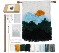 Latch Hook Kit for Adults, Scenery Series DIY Wall Hanging Tapestry Craft Kit with Pattern, Polyester Cotton Material for Handmade Home Decor (25 x 23cm)(GREEN For FOREST)