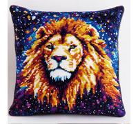 Latch Hook Kit, Lion Under The Stars Diy Rug Hooking Pillow Cover Cra