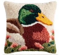 Latch Hook Kit Pillow For Adults And Beginners Cushion Cover Duck Pattern Printed Throw Pillow Case Cushion Cover Pillowcase Embroidery Kit Embroidery With Printed Canvas,43×43Cm